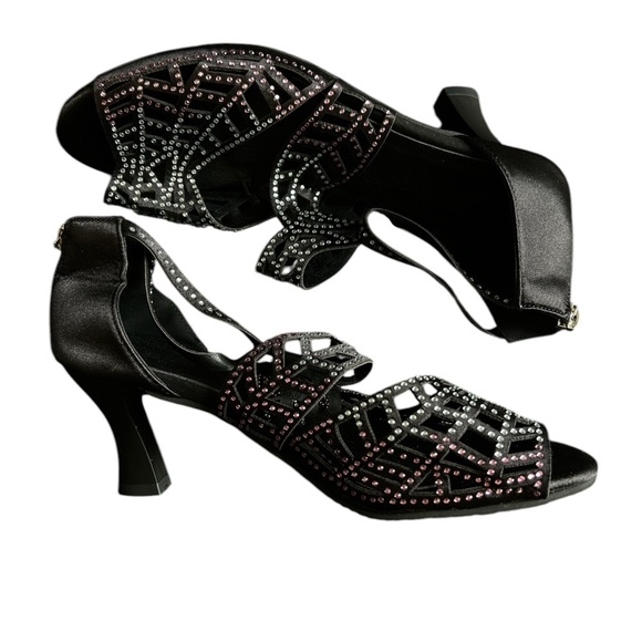 SOLD Elegant Black Rhinestone Sandals - Picture 2 of 7